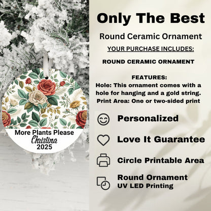 More Plants Please Personalized Round Ornament product