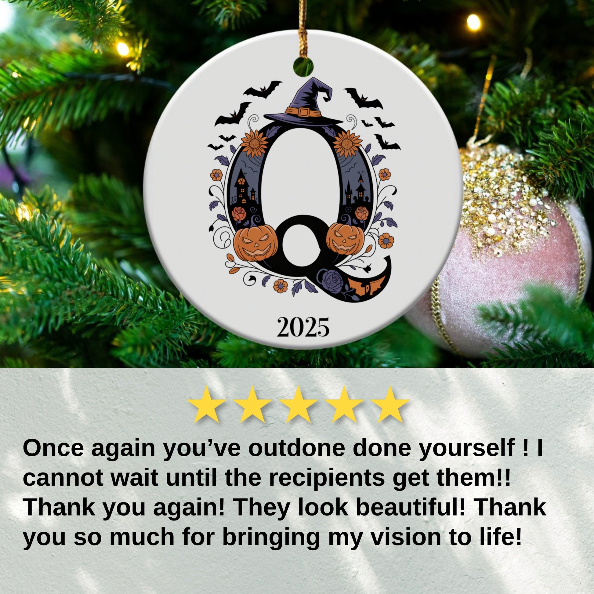 Halloween Witch Moon Pumpkin Christmas Ornament product