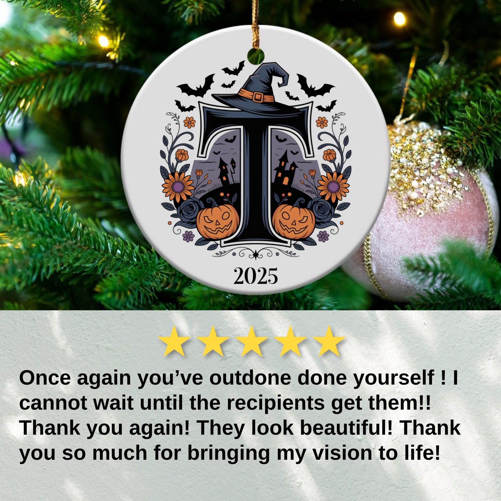 Personalized Witch Monogram Halloween Ornament product
