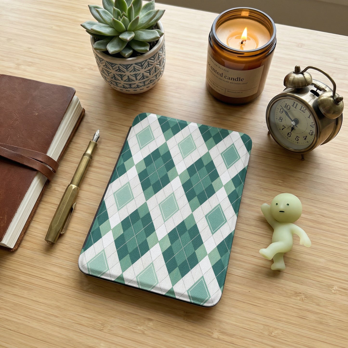 Green Modern Argyle Pattern Tablet Case