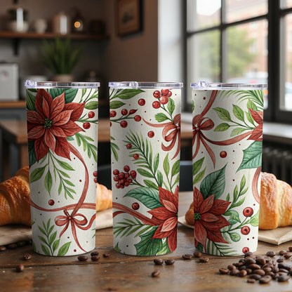 Festive Floral Holiday Themed Insulated Tumbler Product