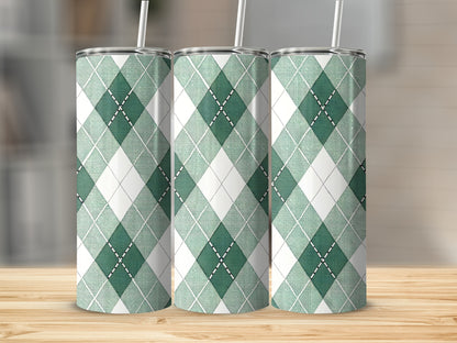 Stylish Green Argyle Plaid Pattern Tumbler Product