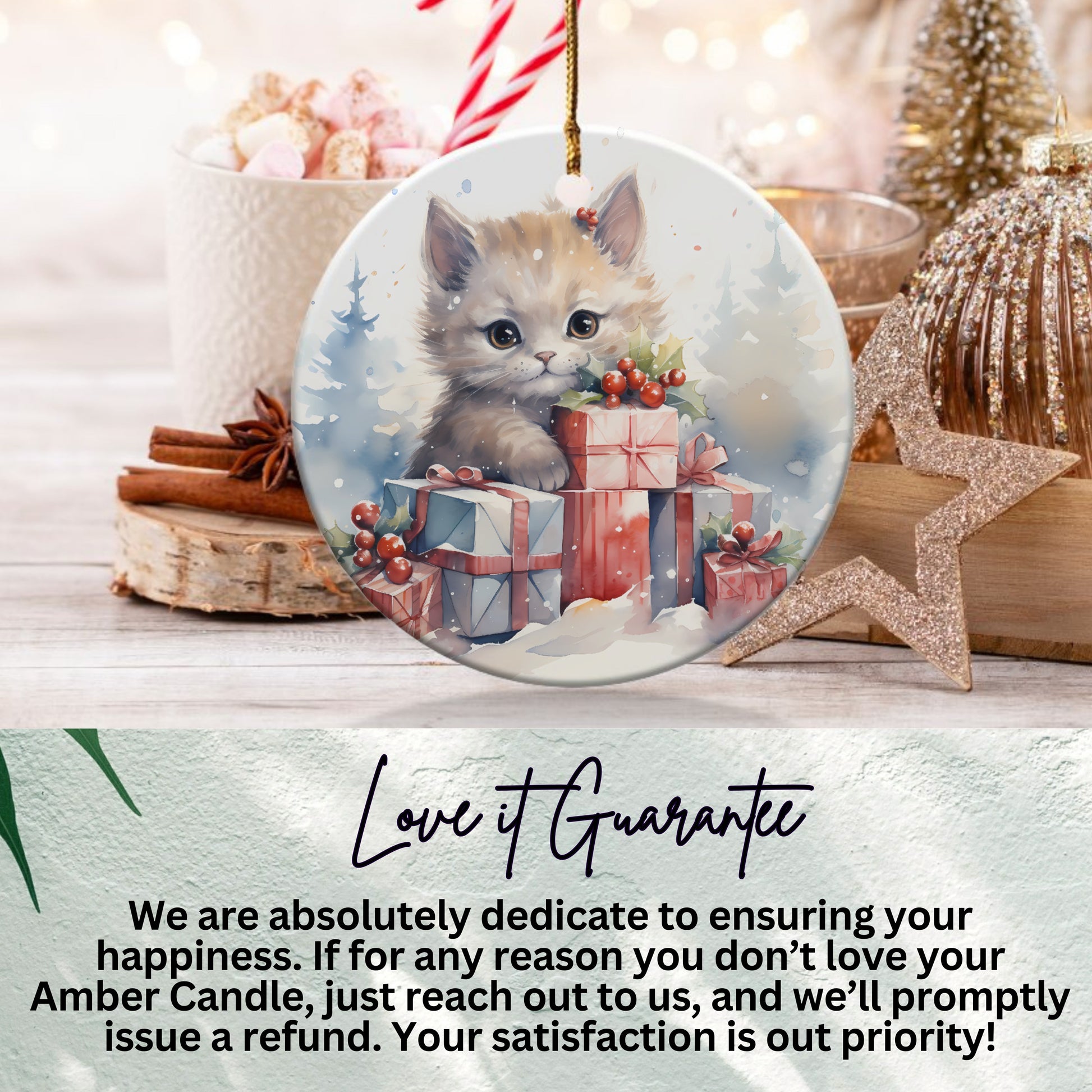 Adorable Kitten Poses with Holiday Gifts Product