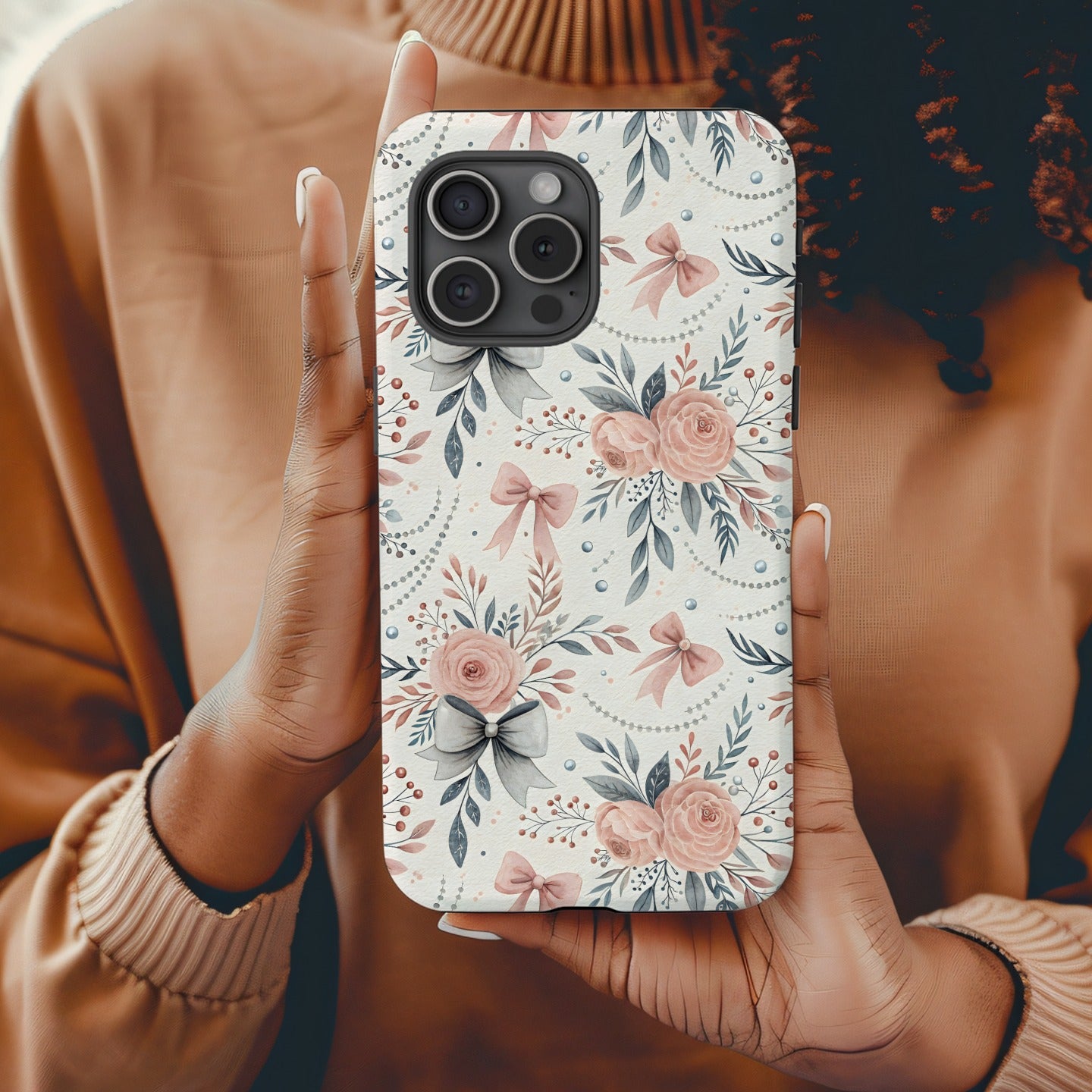 Floral and Bow Pattern Phone Case for Stylish Protection