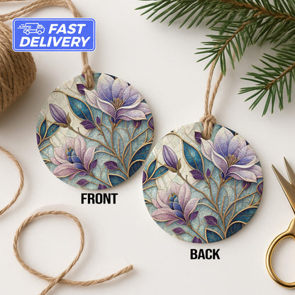 Beautiful Floral Design Front and Back Ornament