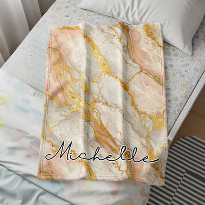 Luxurious Personalized Marble Design Throw Blanket Michelle