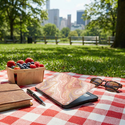Scenic Picnic in Park with Tablet Case and Accessories