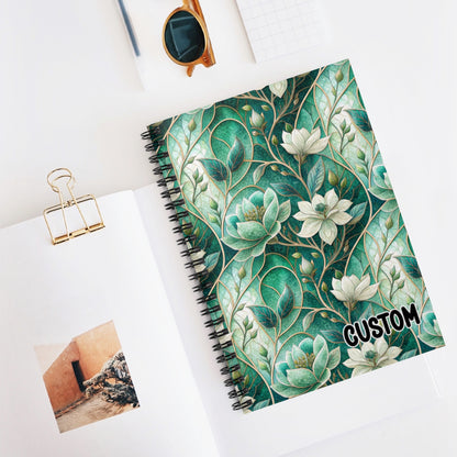 Custom Green Floral Pattern Customizable Notebook