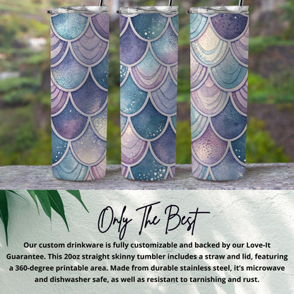 Watercolor Pastel Mermaid Scales Pattern Design Tumbler - Walk Greener