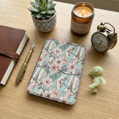 Cherry Blossom and Teal Patterned Hardcover Journal
