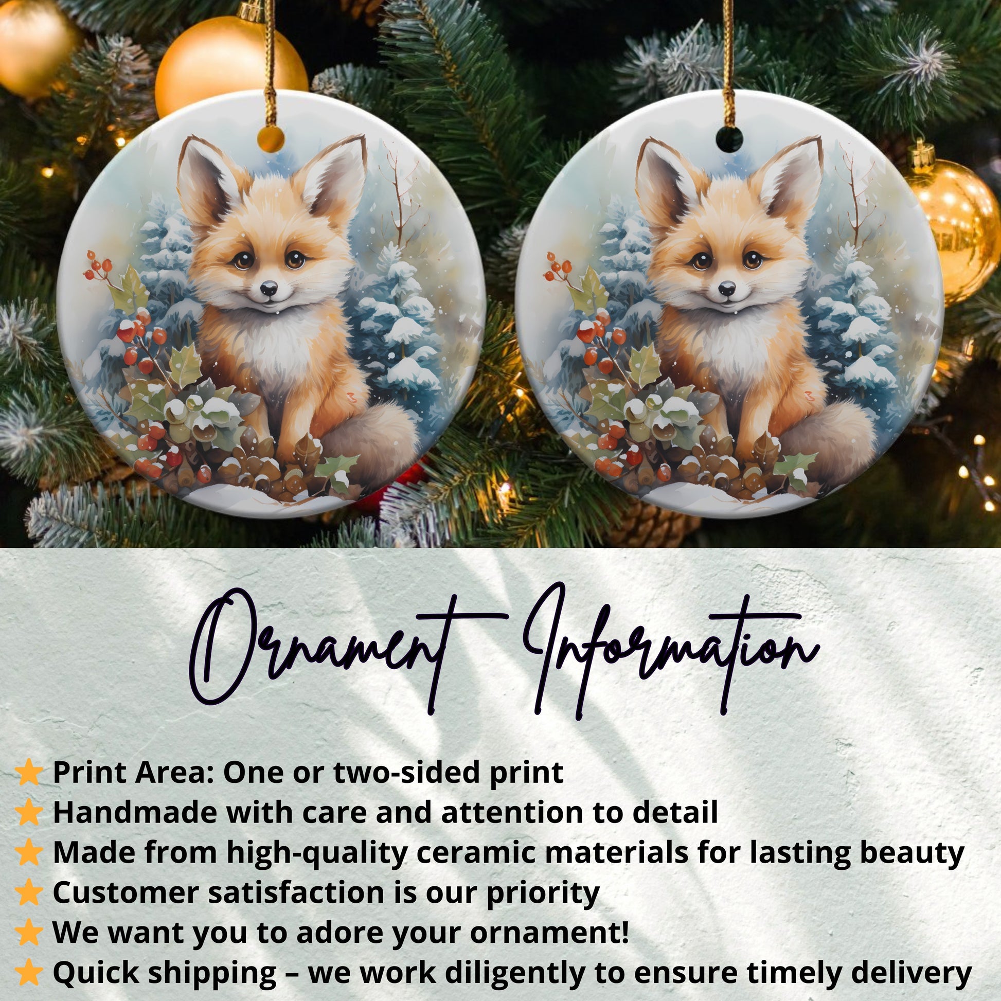 Cute Woodland Fox Holiday Ornament Unique Product Type