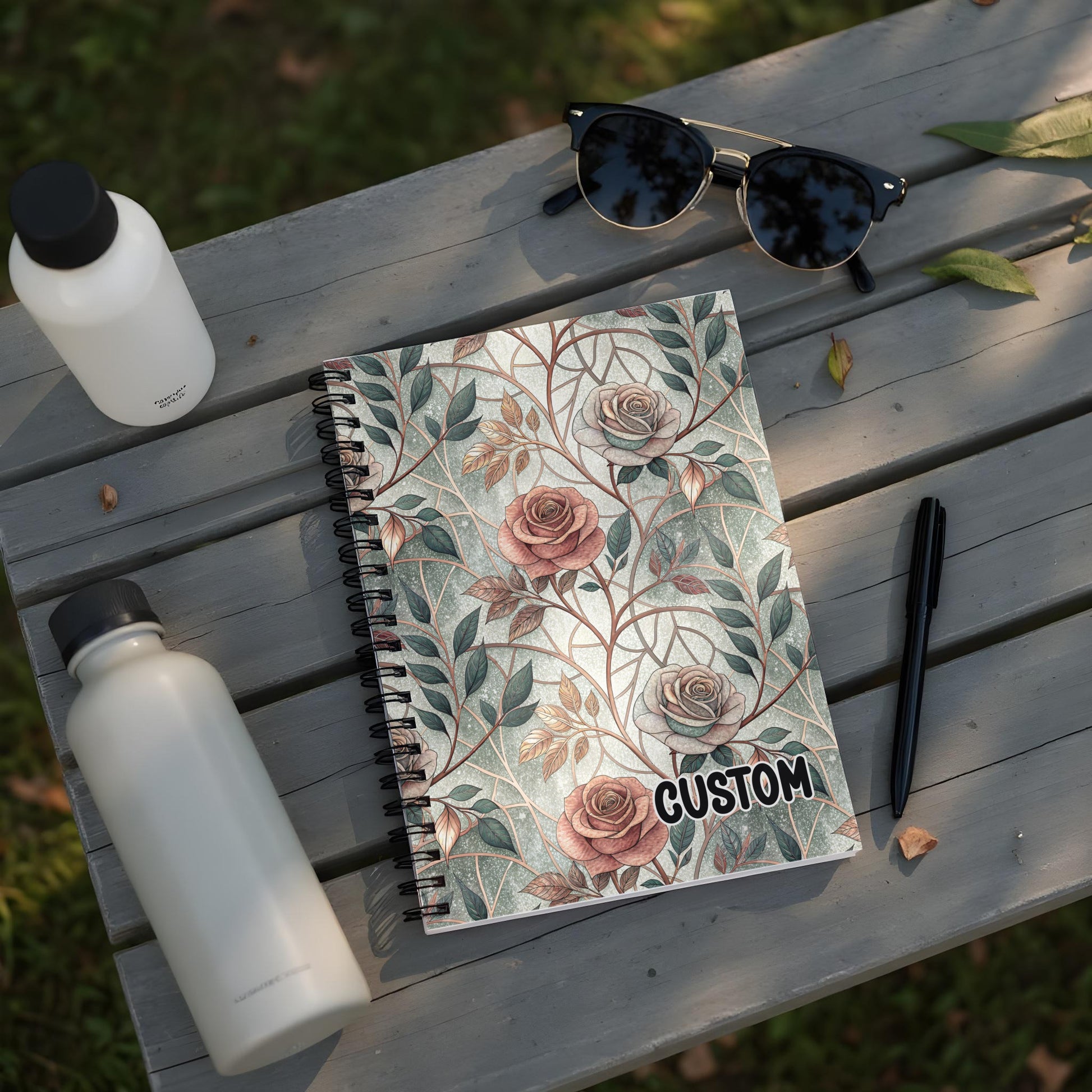 Custom Floral Pattern Spiral Notebook Customizable