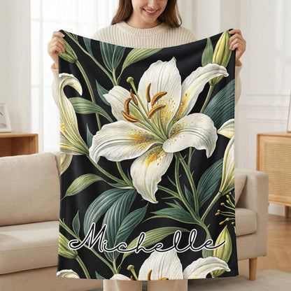Personalized Floral Name Throw Blanket for Comfort