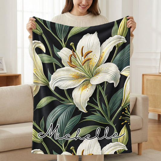 Personalized Floral Name Throw Blanket for Comfort