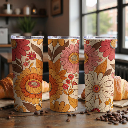 Vintage Floral Patterned Tall Insulated Tumbler