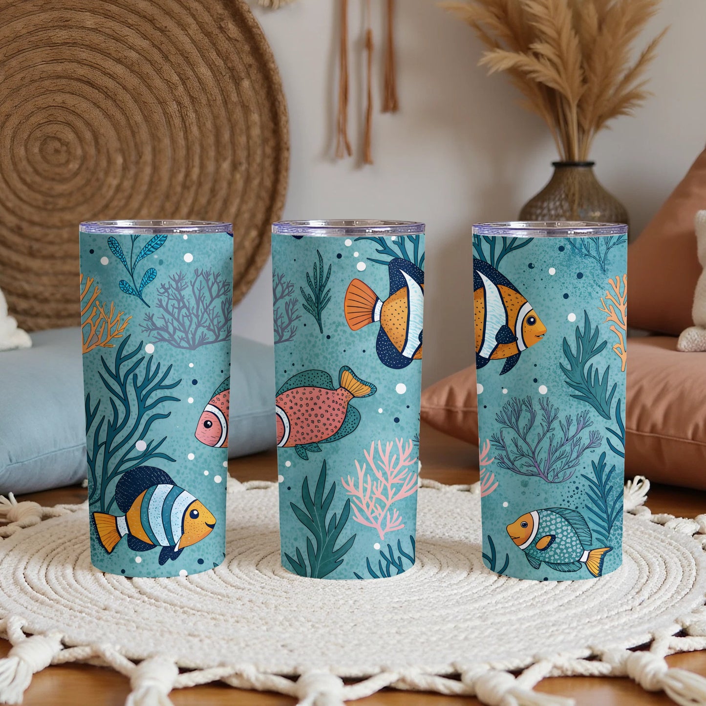 Colorful Tropical Fish Design Insulated Tumbler Product