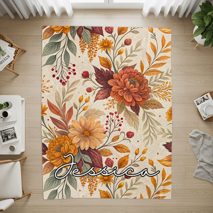 Personalized Autumn Floral Custom Name Jessica Rug