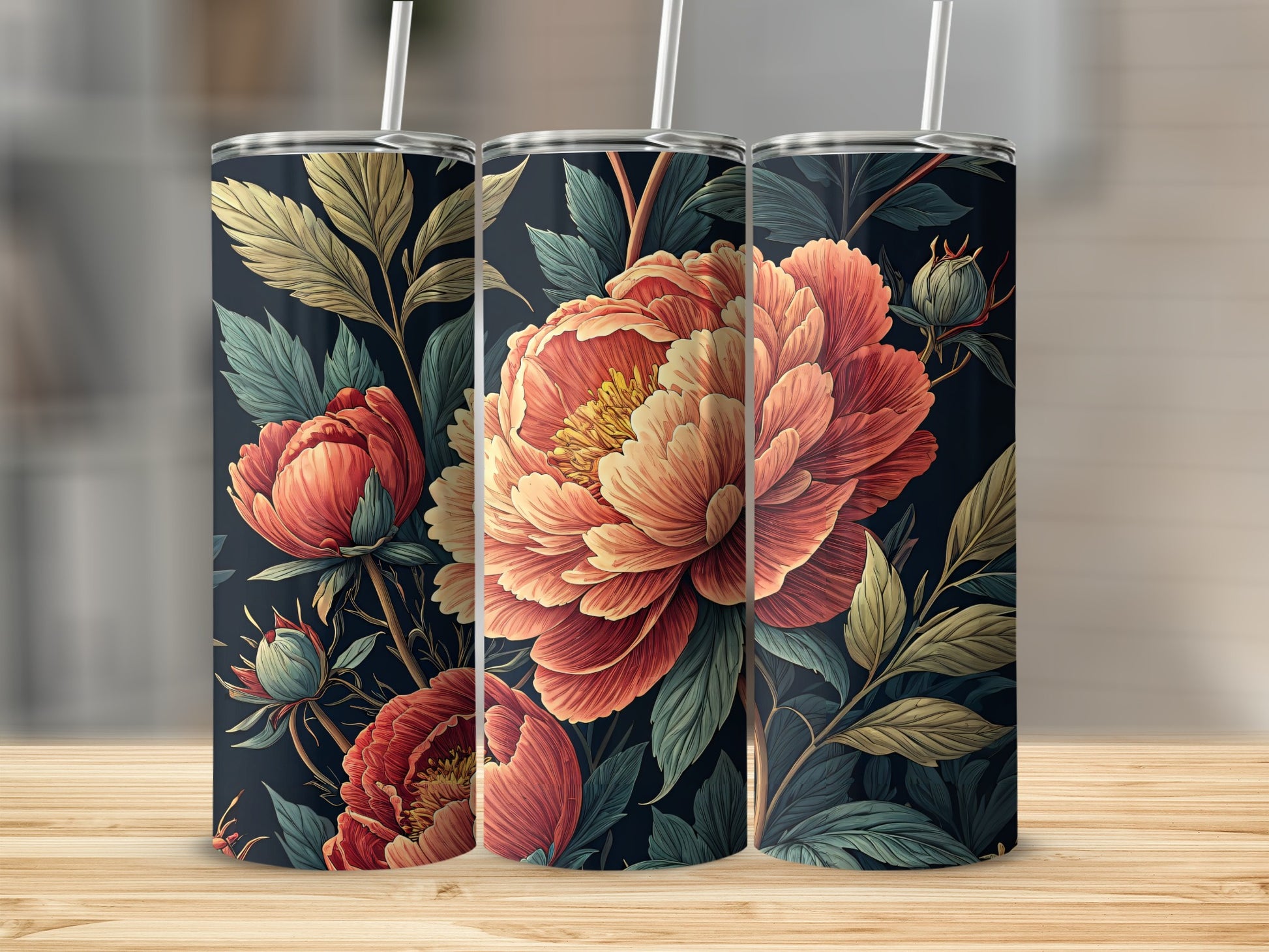 Elegant Floral Pattern Tumbler for Stylish Drinkware