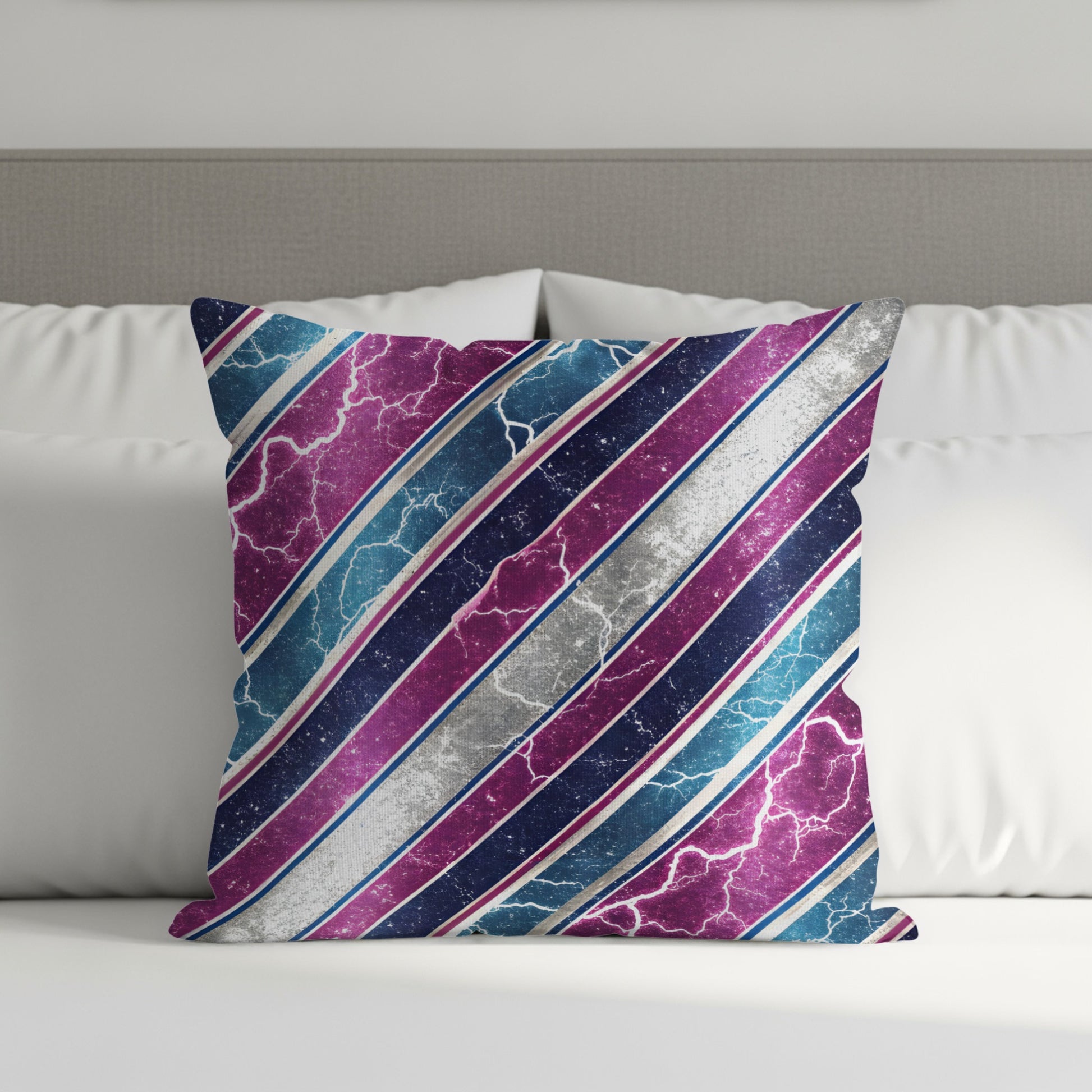 Diagonal Lightning and Stripe Patterned Design Throw Pillows - Walk Greener