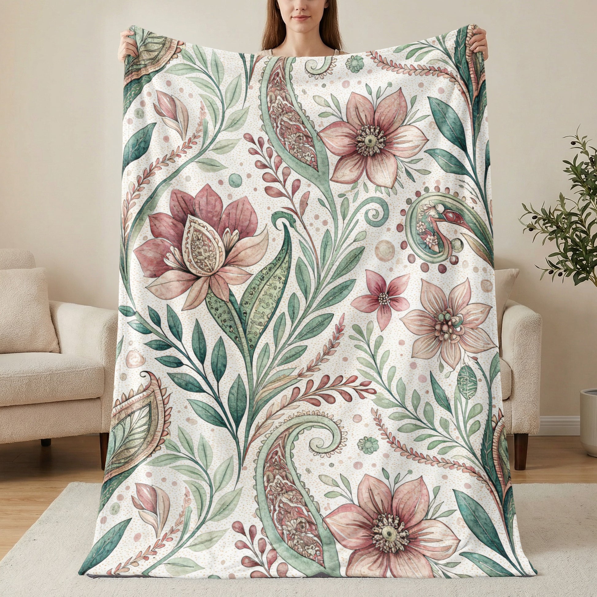 Elegant Blooms Watercolor Floral Design Pattern Style - Walk Greener