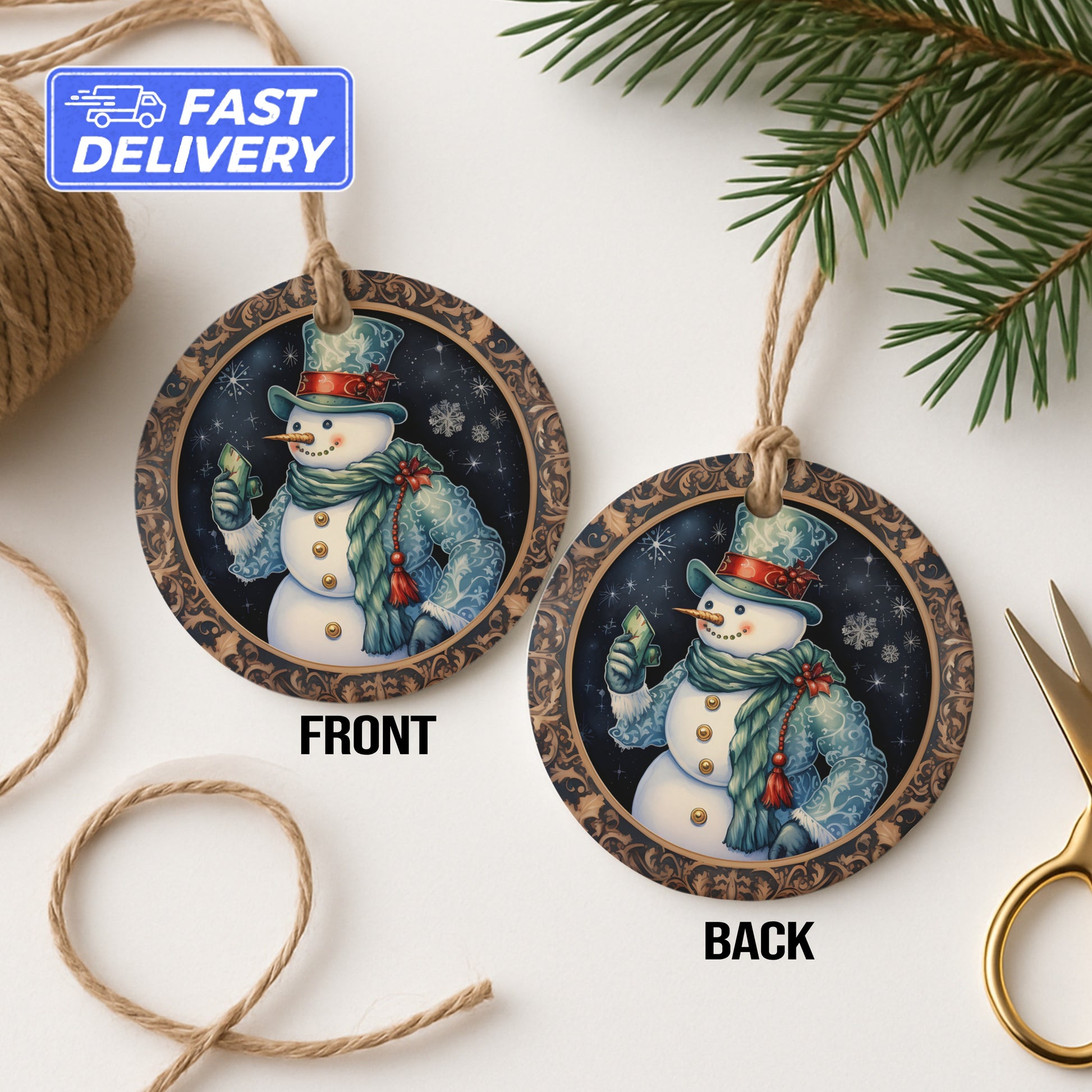Festive Christmas Snowman Hanging Ornament product