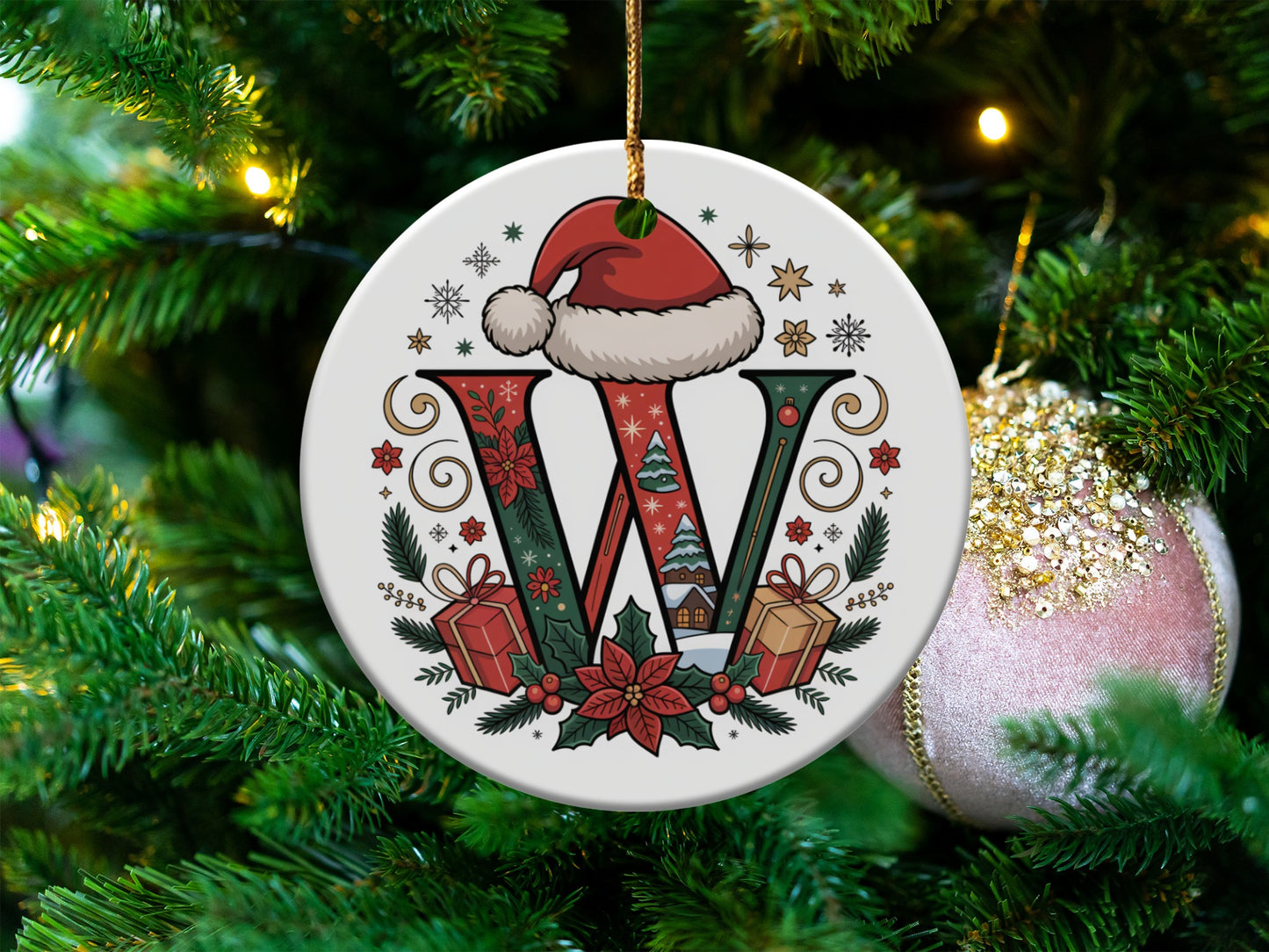 Festive Christmas Ornament with Initial W Design product type