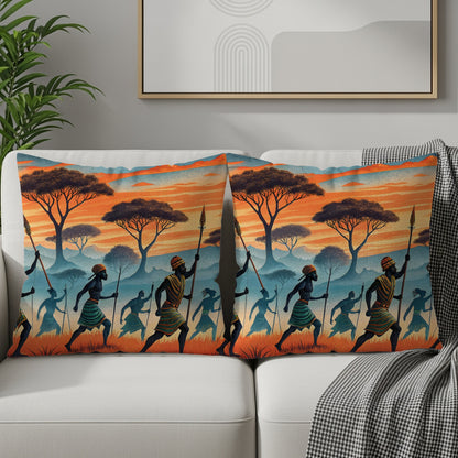 African Sunset Tribal Art Decorative Pillow Set