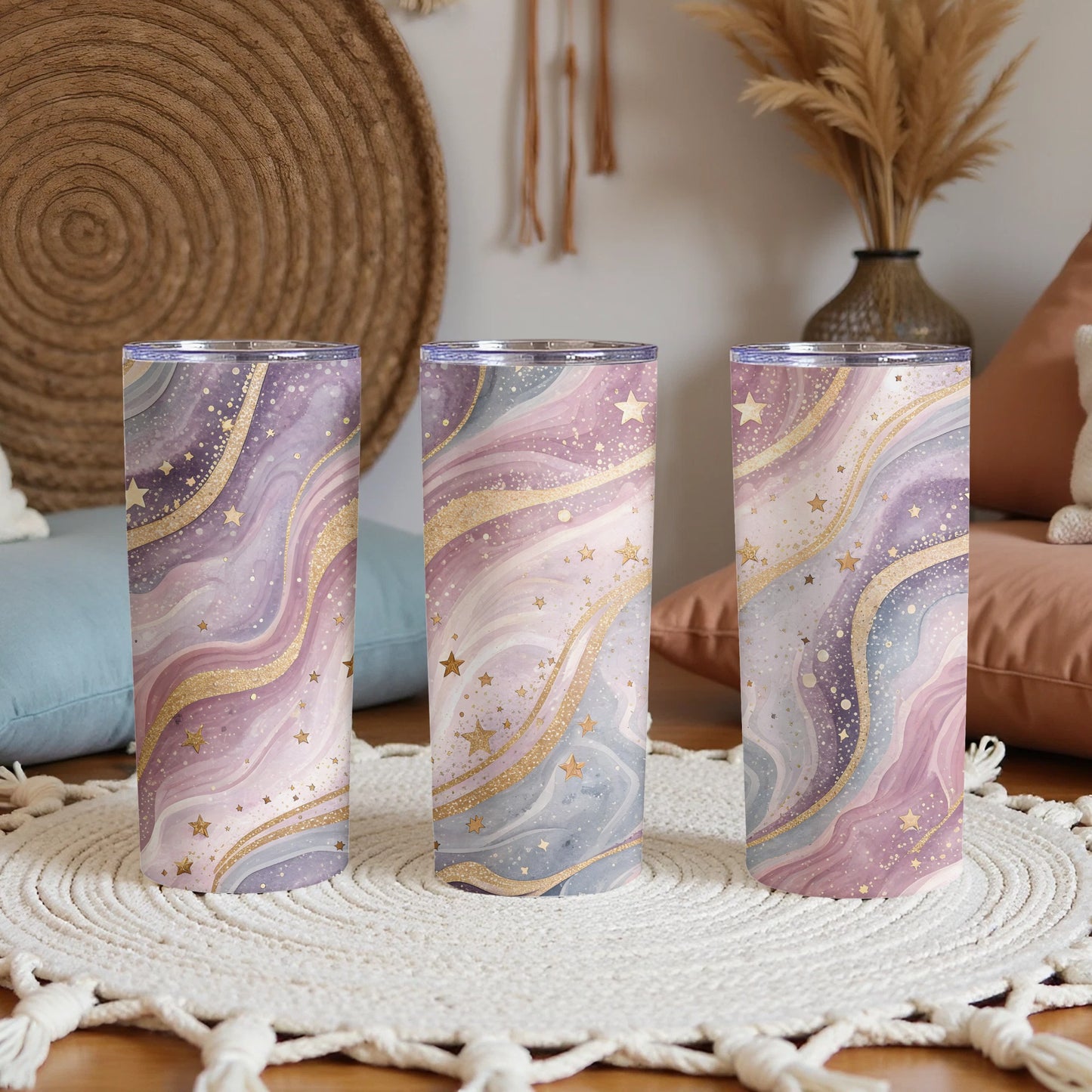 Starry Night Swirl Design Insulated Tumbler 3 Pack