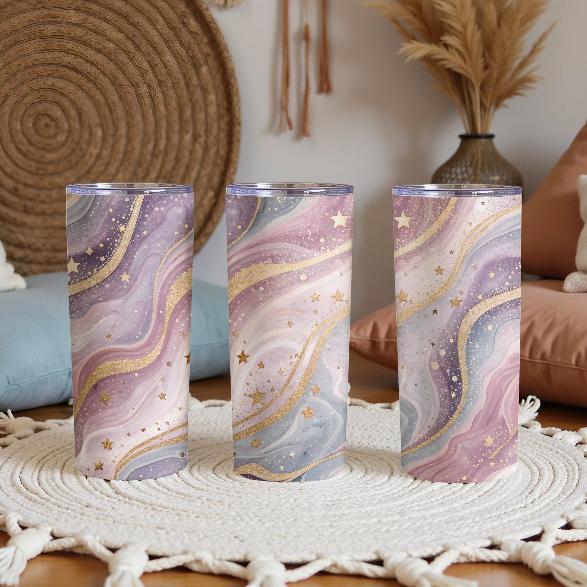 Starry Night Swirl Design Insulated Tumbler 3 Pack