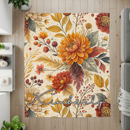 Kimberly Custom Autumn Flower Pattern Area Rug