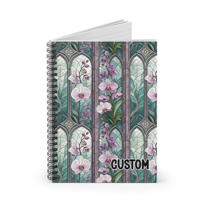 Elegant Stained Glass Orchid Design Custom Notebook