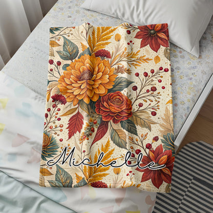 Personalized Floral Blanket with Name Michelle