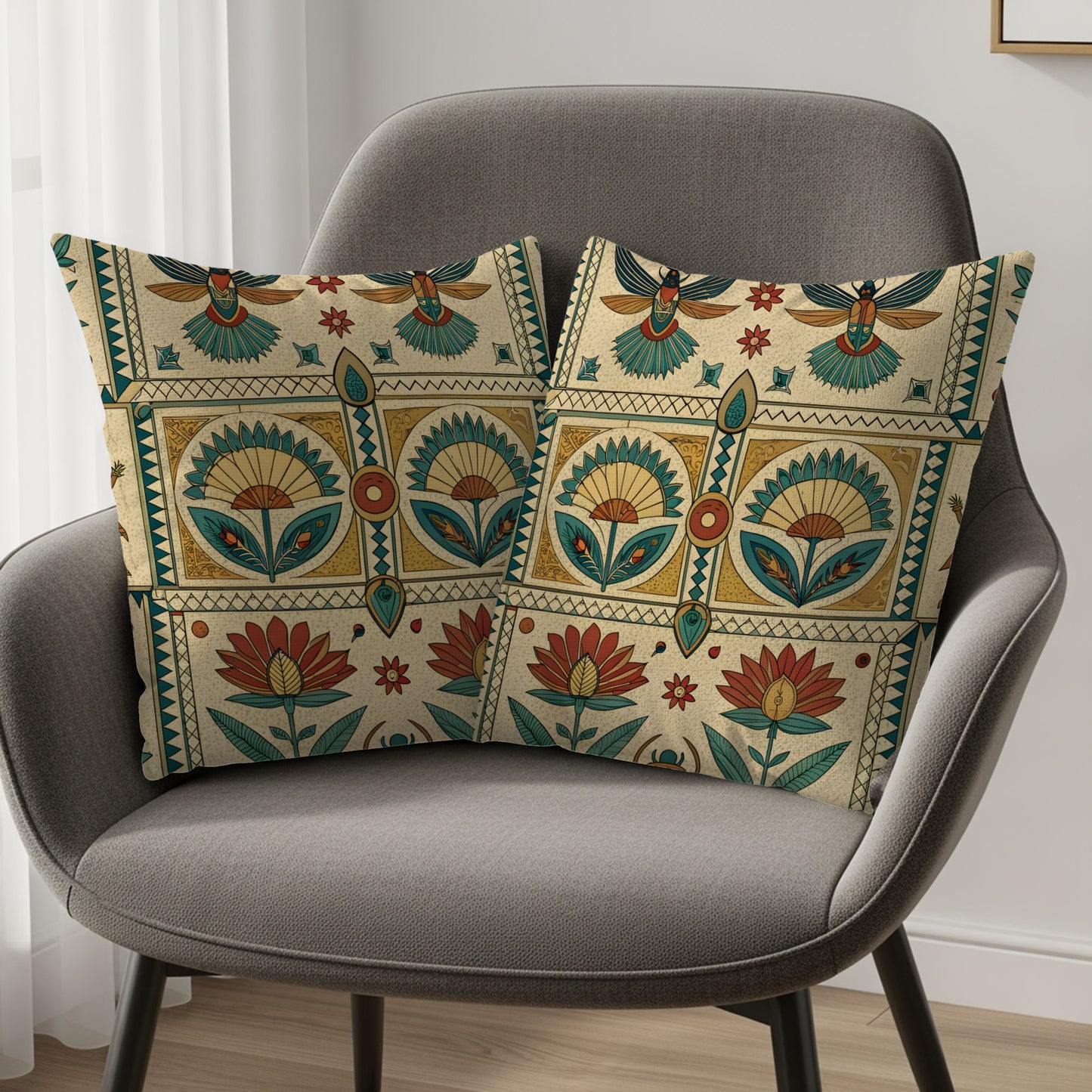 Decorative Floral and Bird Pattern Throw Pillows