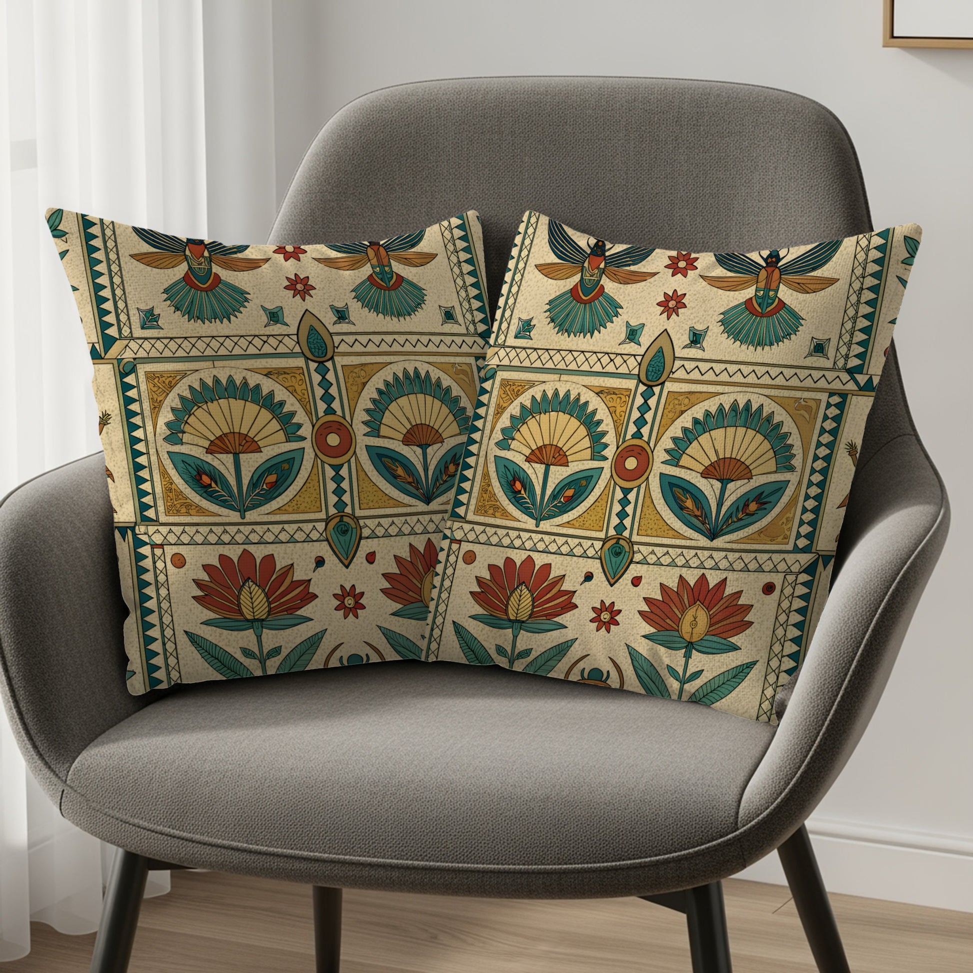 Decorative Floral and Bird Pattern Throw Pillows