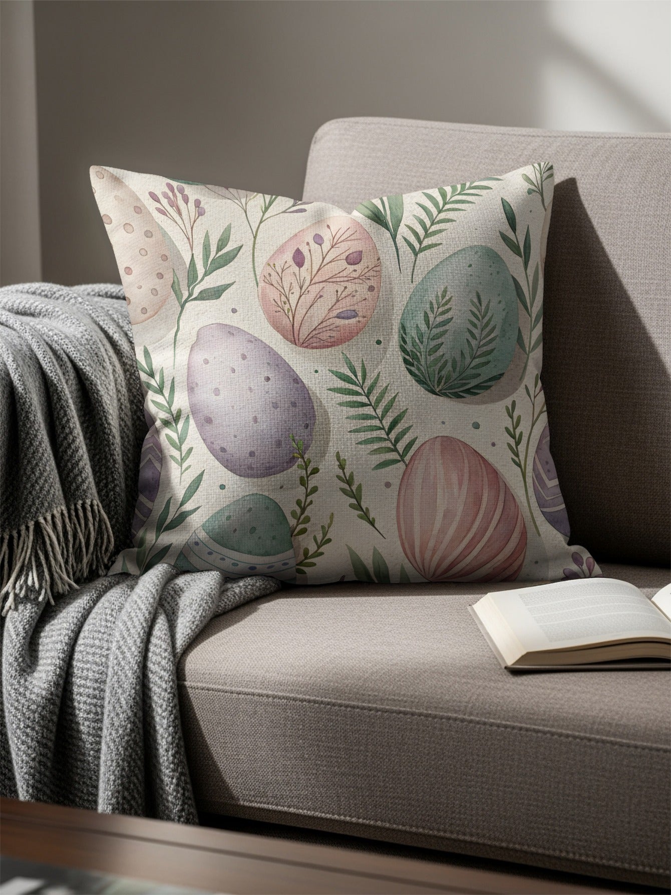 Pastel Easter Egg Design Throw Pillow for Home Decor