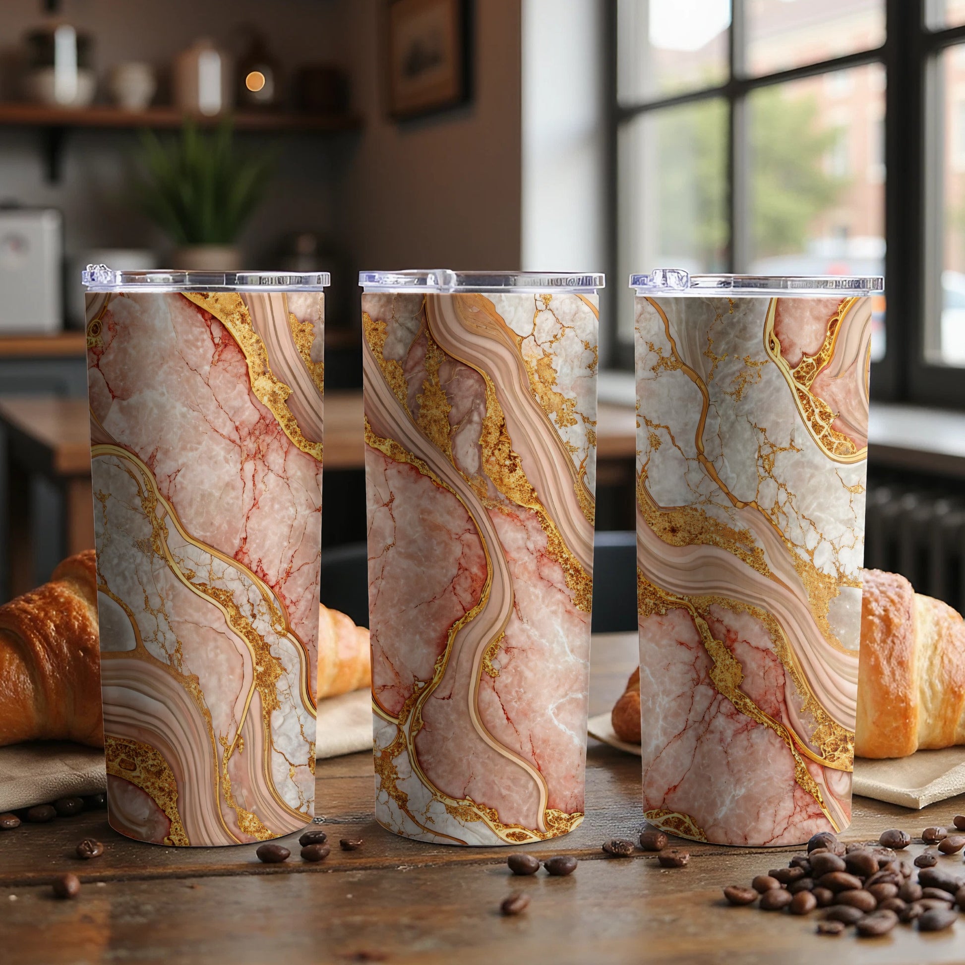 Elegant Marble Art Design Travel Tumbler