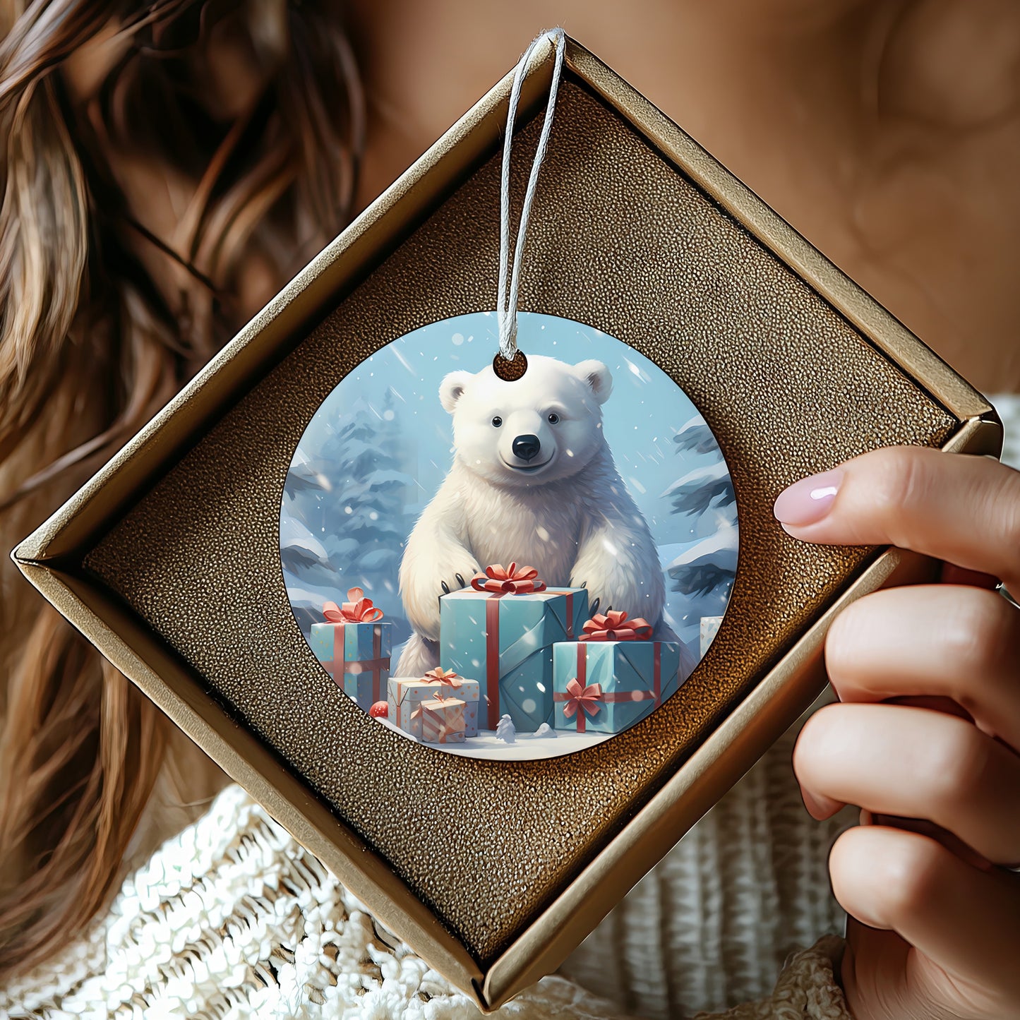 Adorable Polar Bear with Gifts Holiday product type