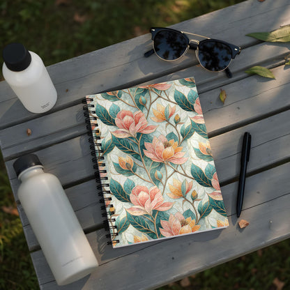 Floral Patterned Spiral Bound Notebook for All Writing Needs