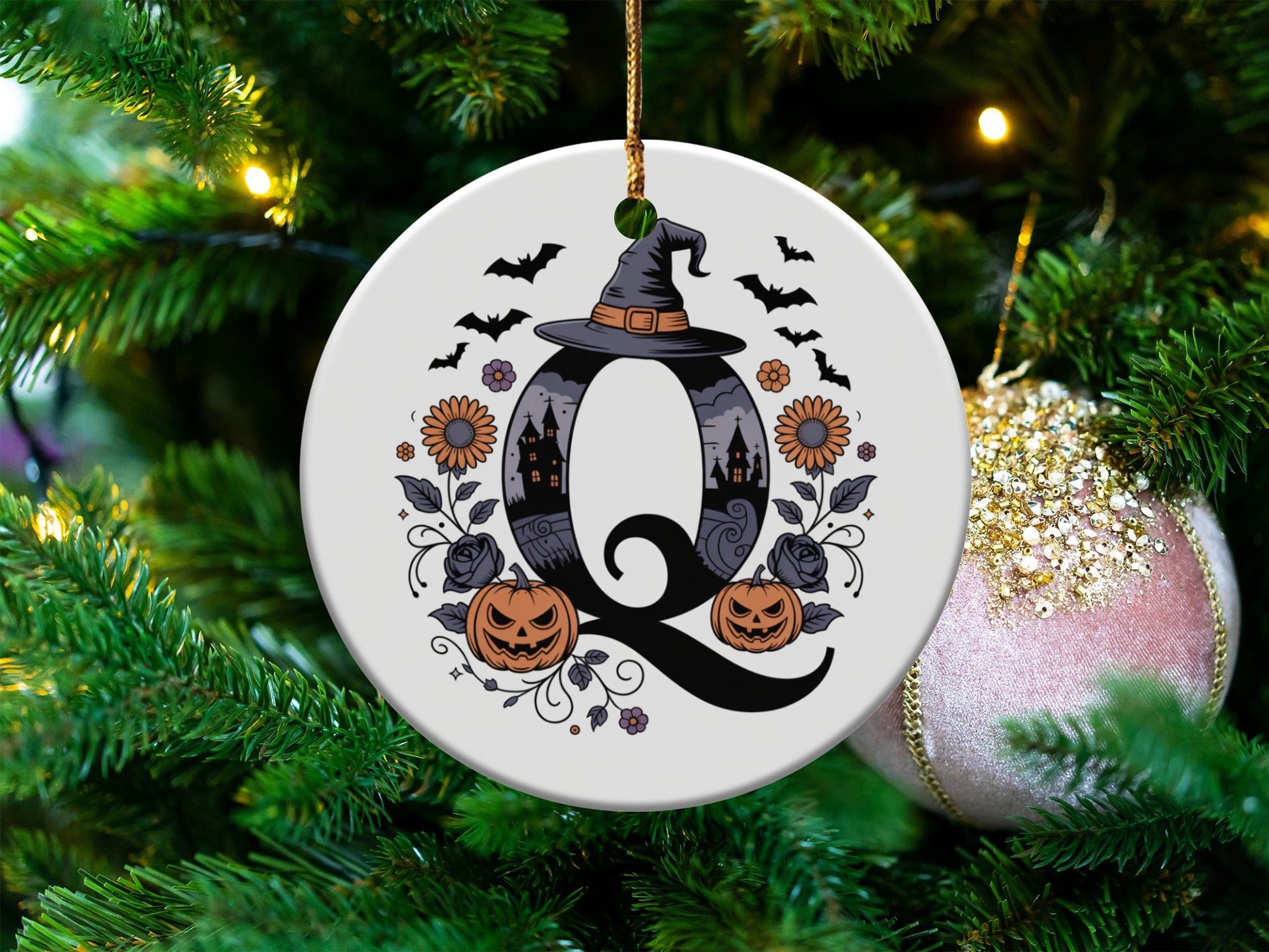 Halloween Witch Hat Pumpkins Christmas Ornament product type