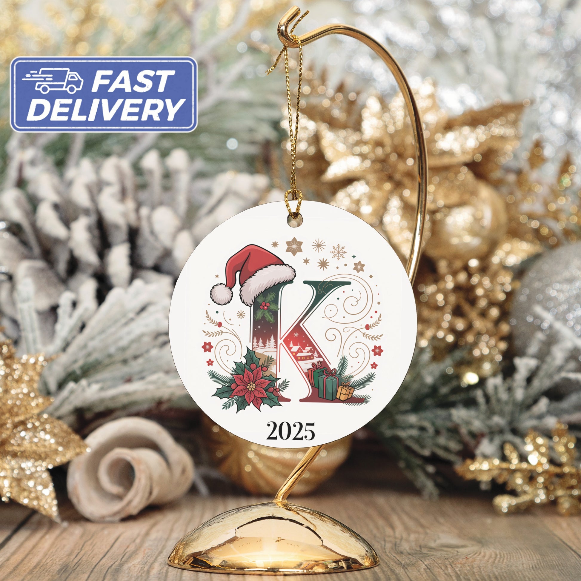 Festive Personalized Initial Christmas Ornament product