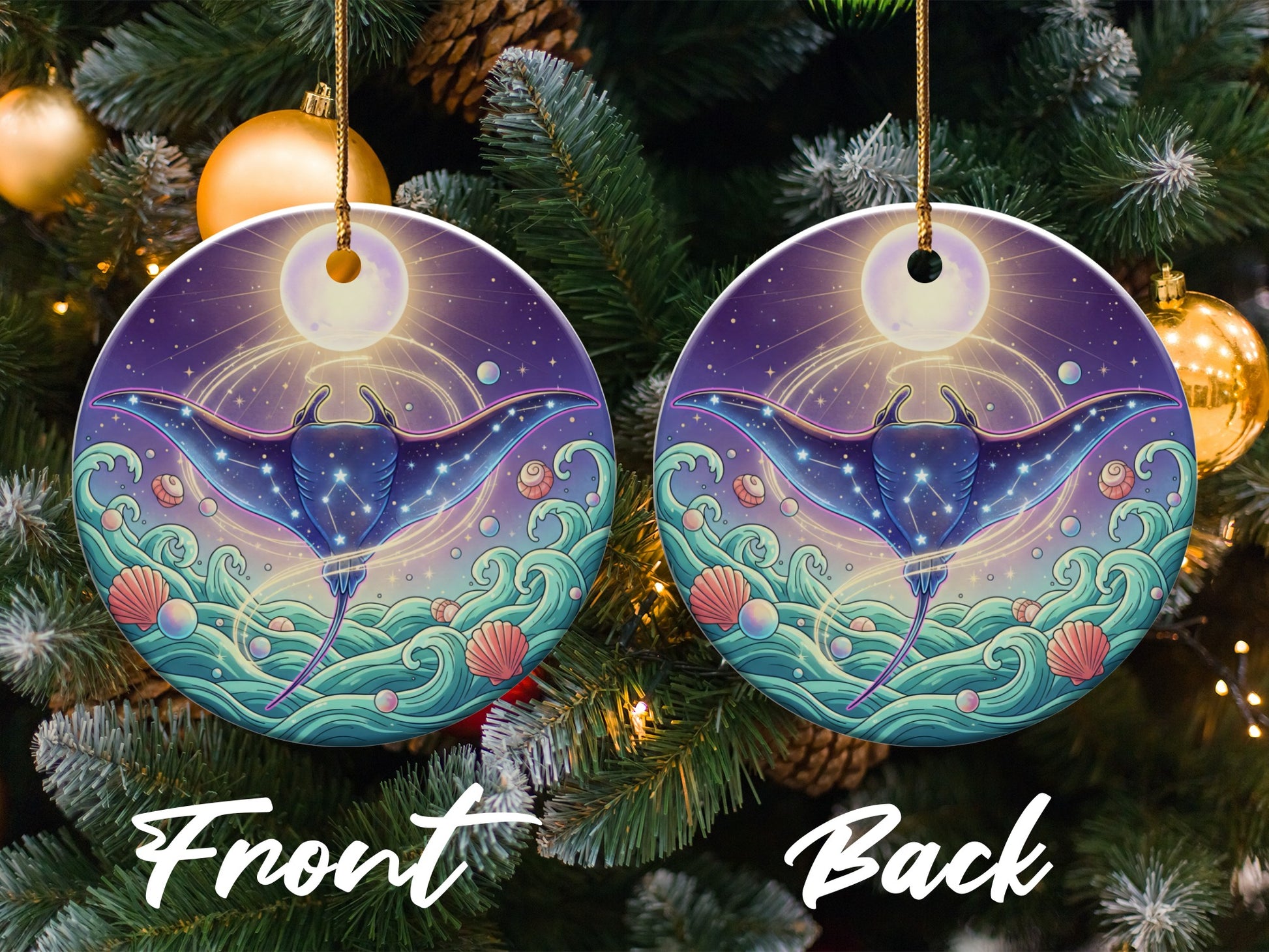 Cosmic Manta Ray Christmas Tree Ornament product type