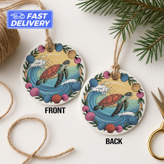Sea Turtle Ocean Waves Double Sided Ornament product type