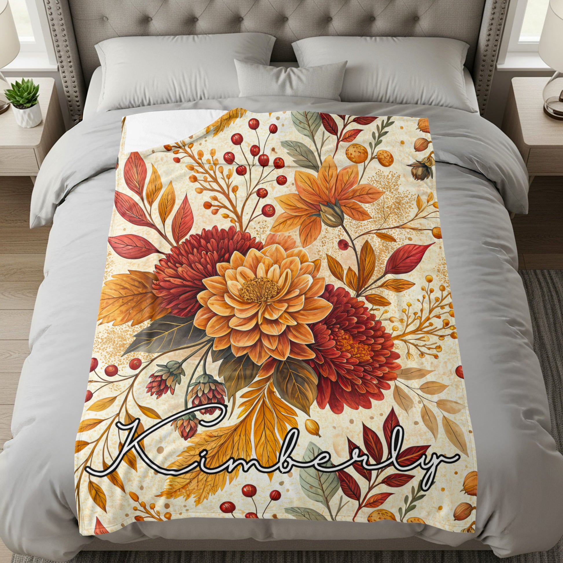 Fall Themed Kimberly Floral Bedding Blanket
