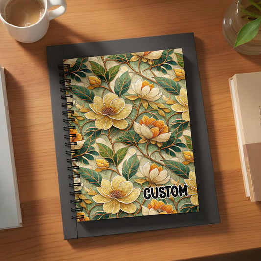 Custom Floral Pattern Spiral Notebook for Personalized Gifts