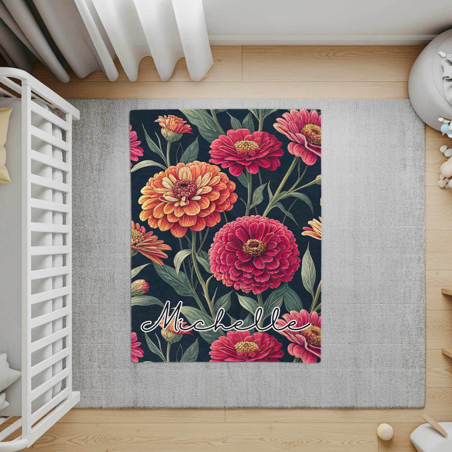 Floral Botanical Personalized Custom Name Blanket Gift - Walk Greener