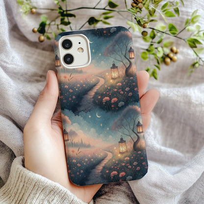 A Pathway with Lanterns in a Dreamy Field Custom Phone Case - Walk Greener