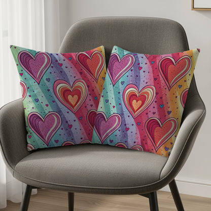 Colorful Heart Patterned Throw Pillow Two Pack