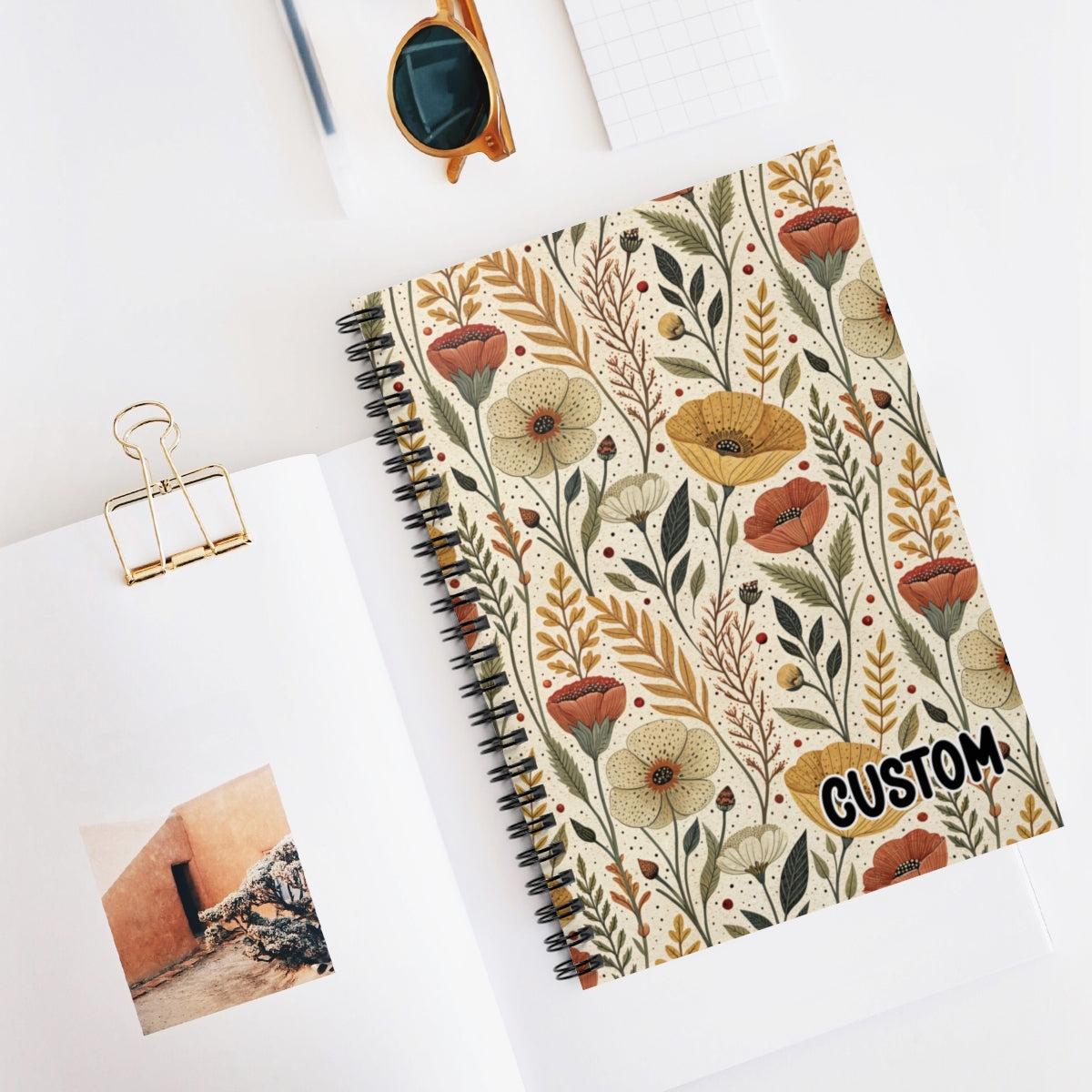Custom Floral Patterned Spiral Bound Notebook