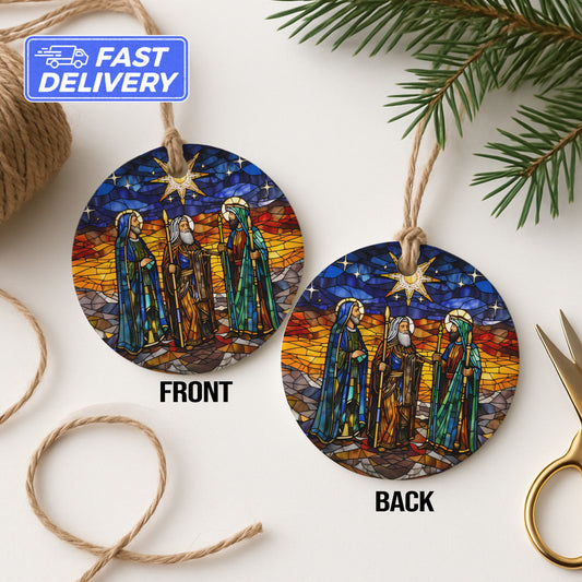 Holy Family Stained Glass Round Ornaments Product