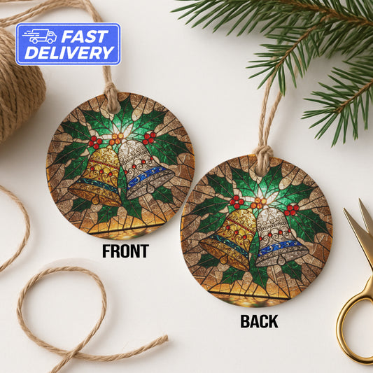 Beautiful Christmas Bells Design Round Ornament product